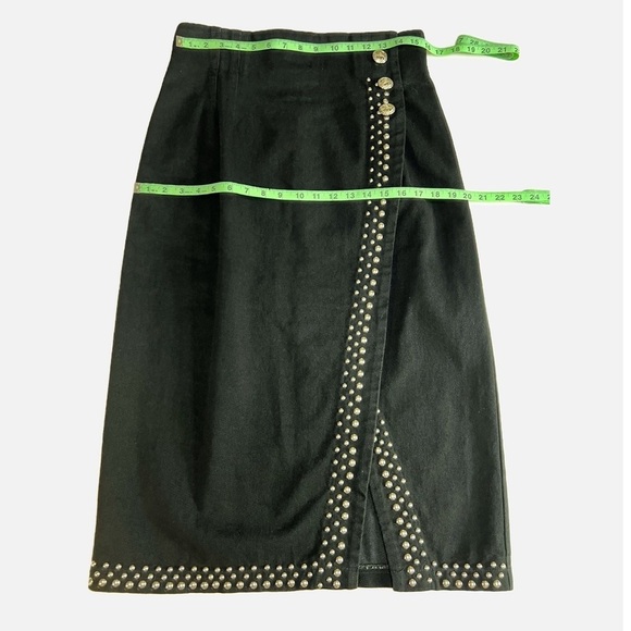 Vintage Apache Studded Black Cotton Wrap Style Skirt Size L USA Made - Picture 5 of 7